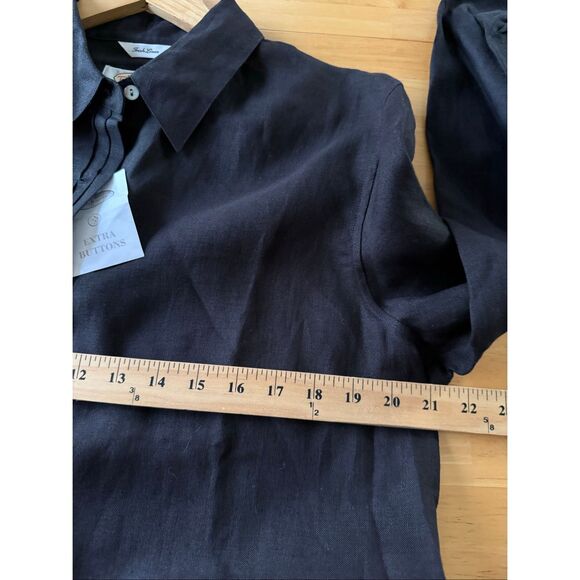 NWT Talbots Boy Friends 100% Linen Button Front Shirt Blouse Size 14 - Picture 9 of 11